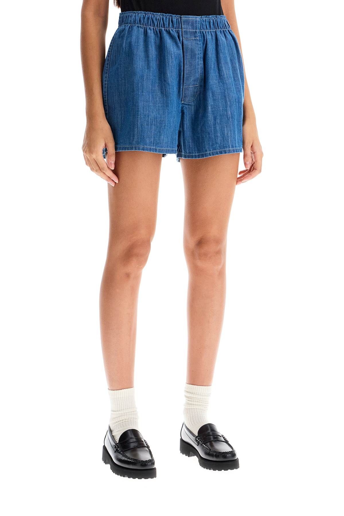 Shop Homme Girls Chambray Shorts In Blue