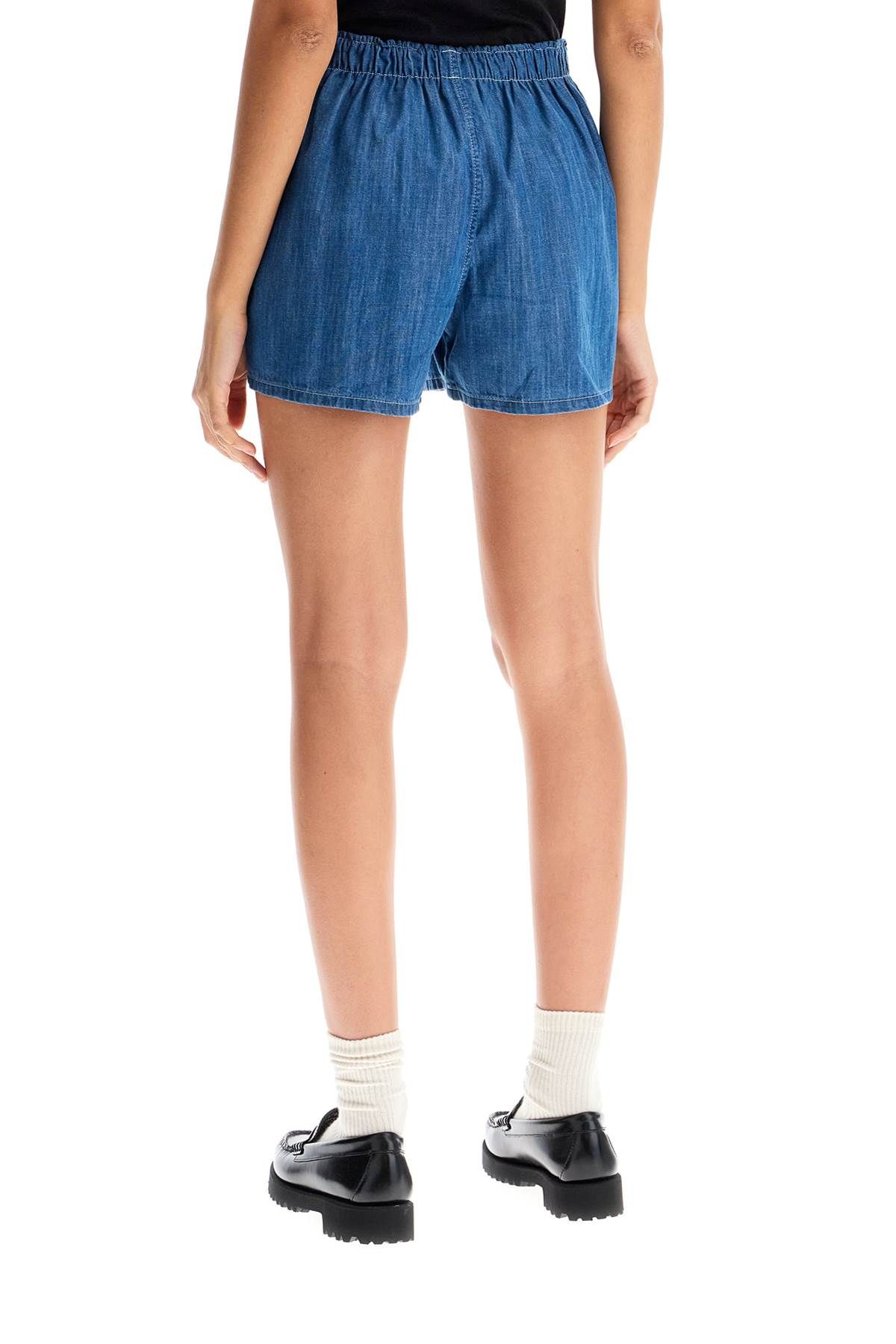 Shop Homme Girls Chambray Shorts In Blue