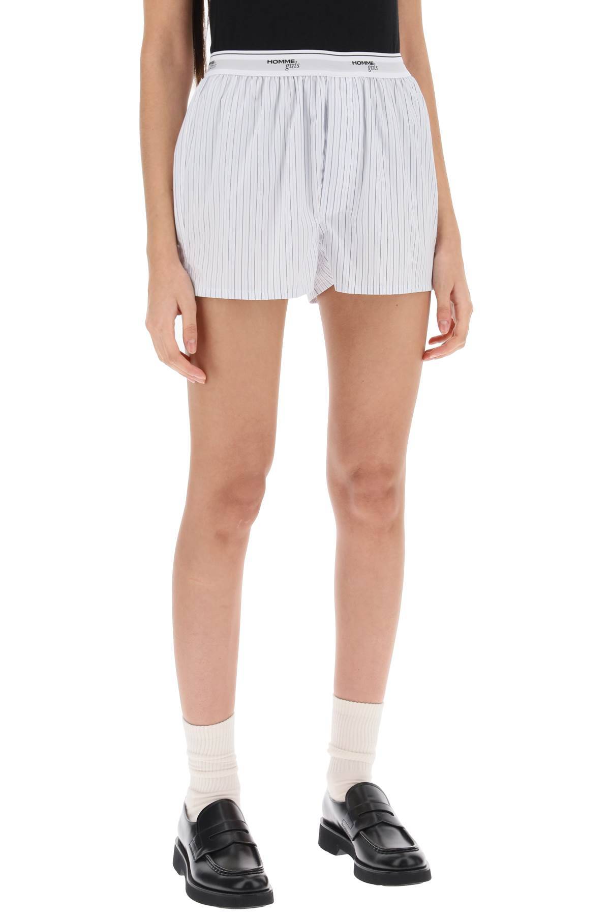 Shop Homme Girls Cotton Boxer Shorts In White