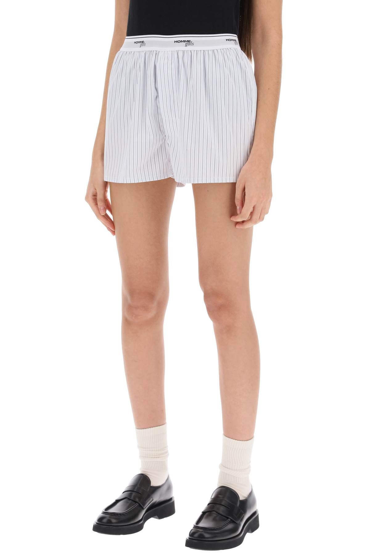 Shop Homme Girls Cotton Boxer Shorts In White