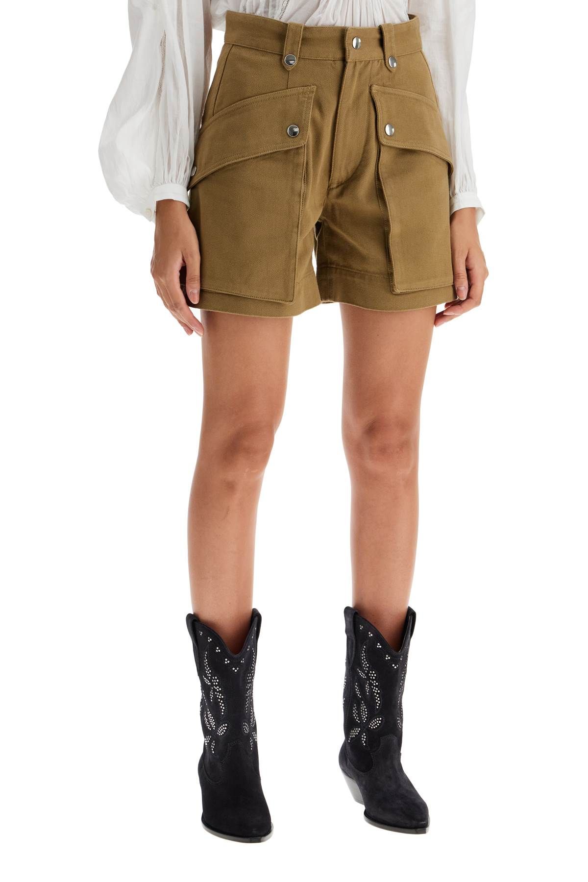 Shop Isabel Marant Étoile Denim Jemmy Shorts In Khaki