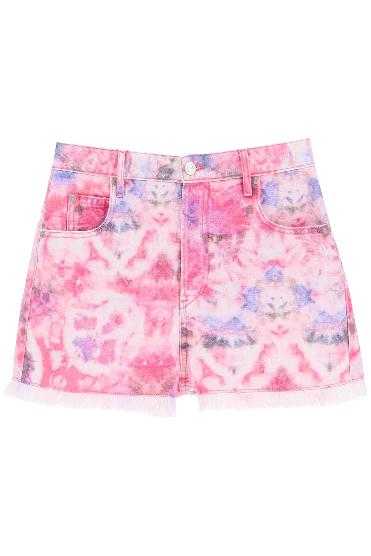 Shop Marant Etoile 'lesia' Tie-dye Denim Shorts In Pink