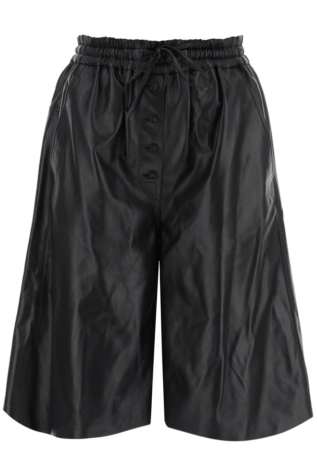 Shop Jil Sander Leather Bermuda Shorts For In Black