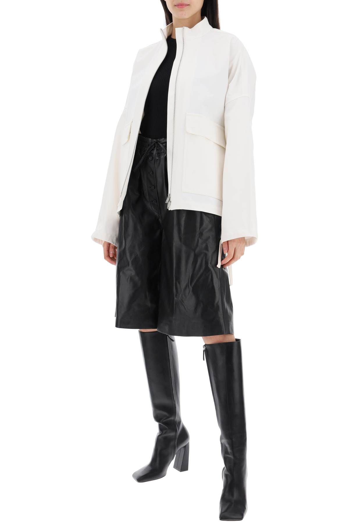 Shop Jil Sander Leather Bermuda Shorts For In Black