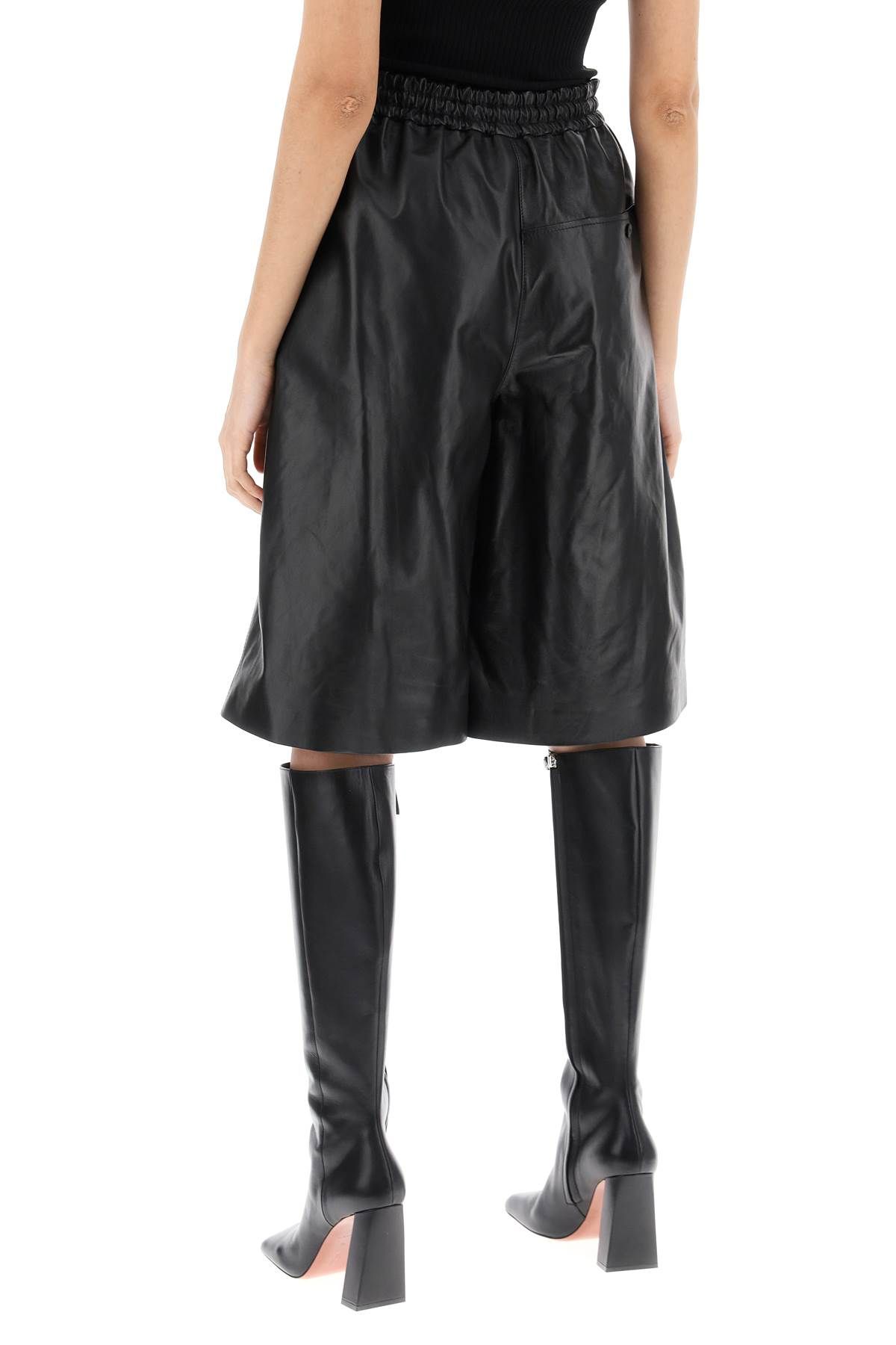 Shop Jil Sander Leather Bermuda Shorts For In Black