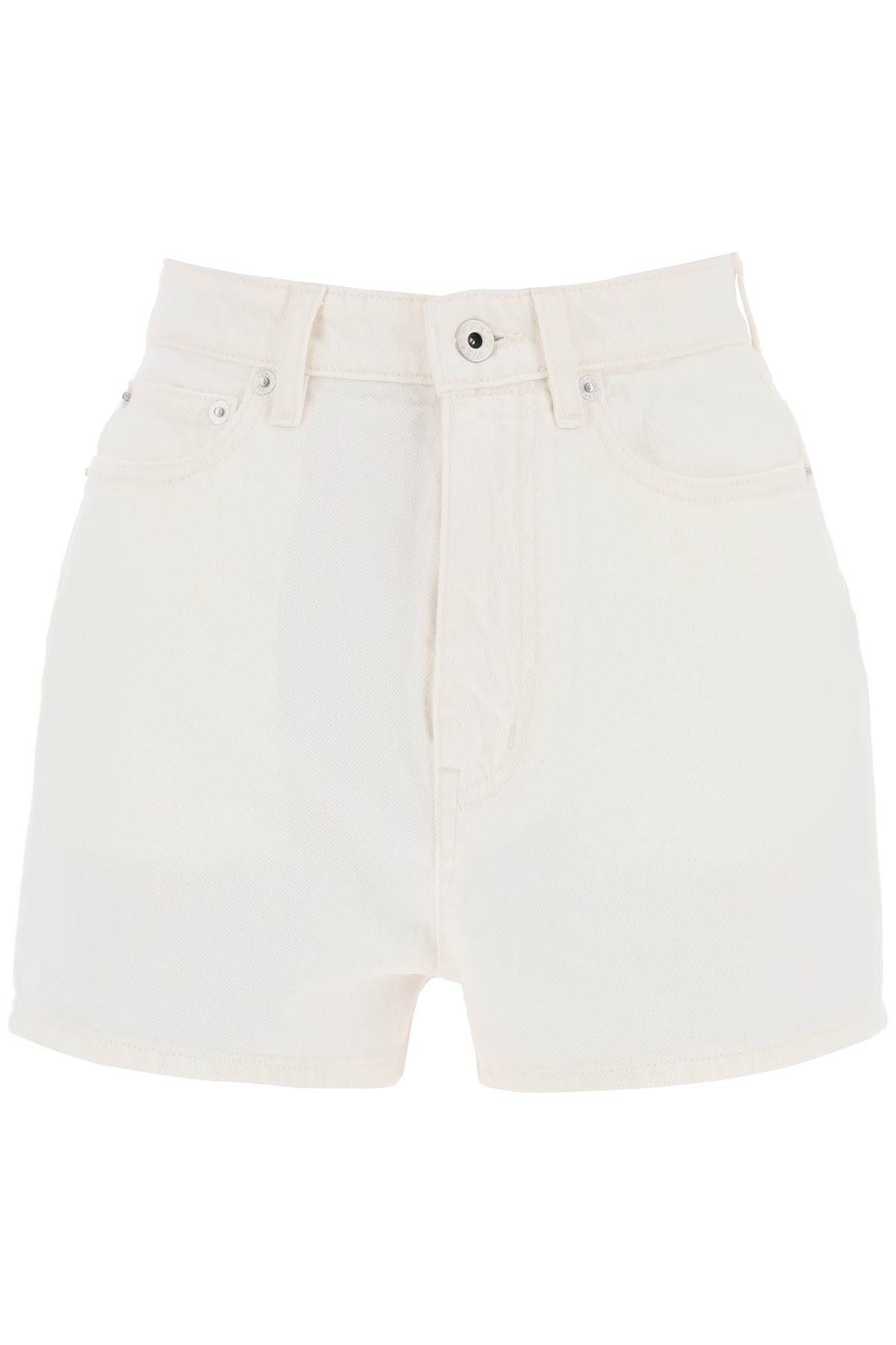 Shop Kenzo Japanese Denim Shorts In White
