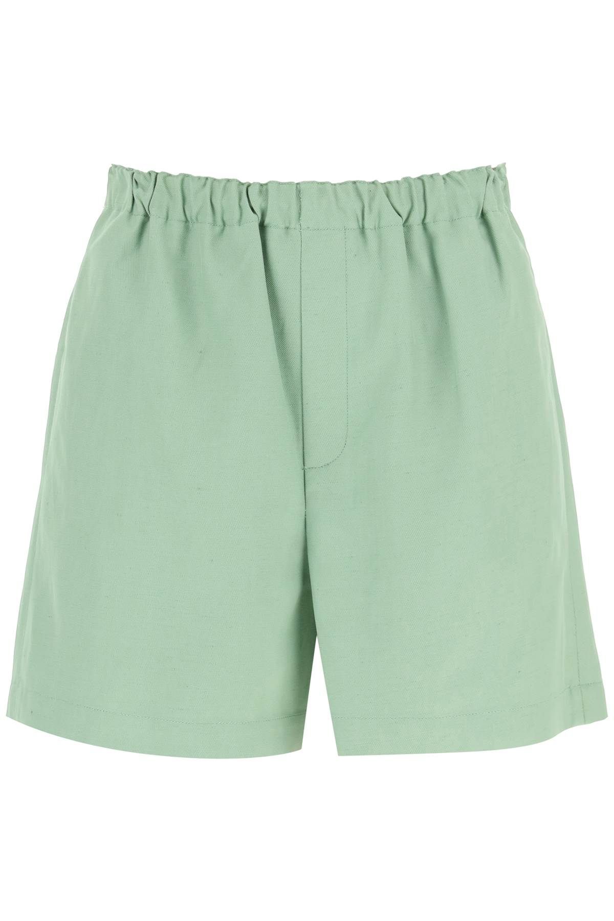 Shop Loulou Studio Viscose And Linen Shorts In Green