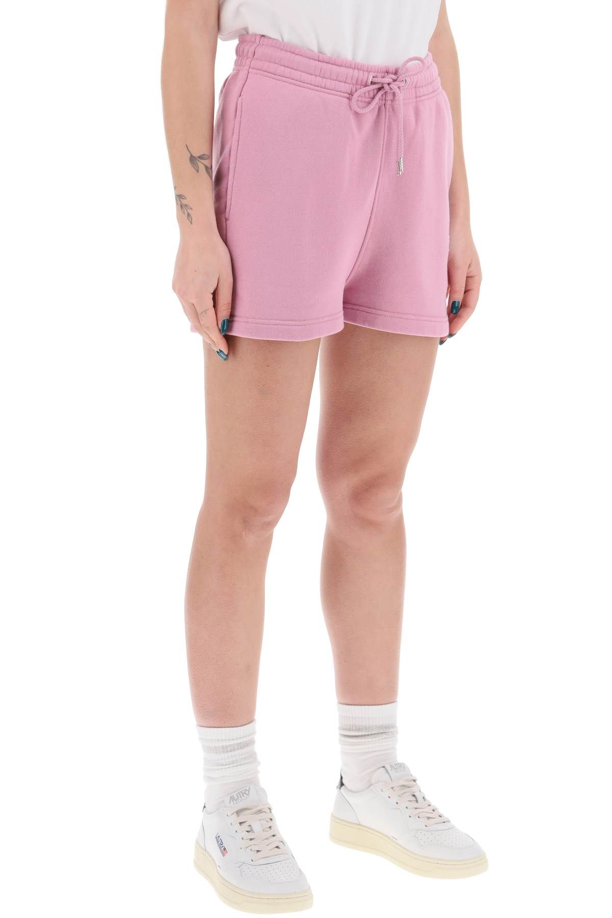 Shop Maison Kitsuné "baby Fox Sports Shorts With Patch Design In Pink