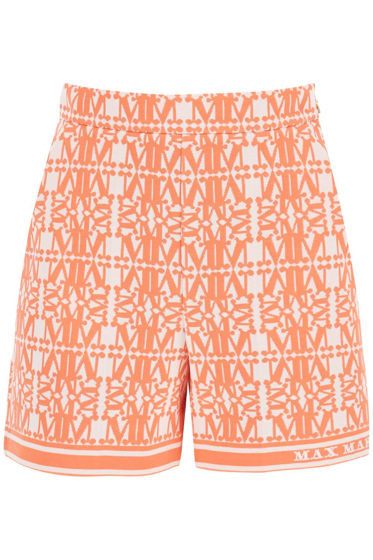 Shop Max Mara 'anagni' Cotton Jersey Jacquard Shorts In White,pink