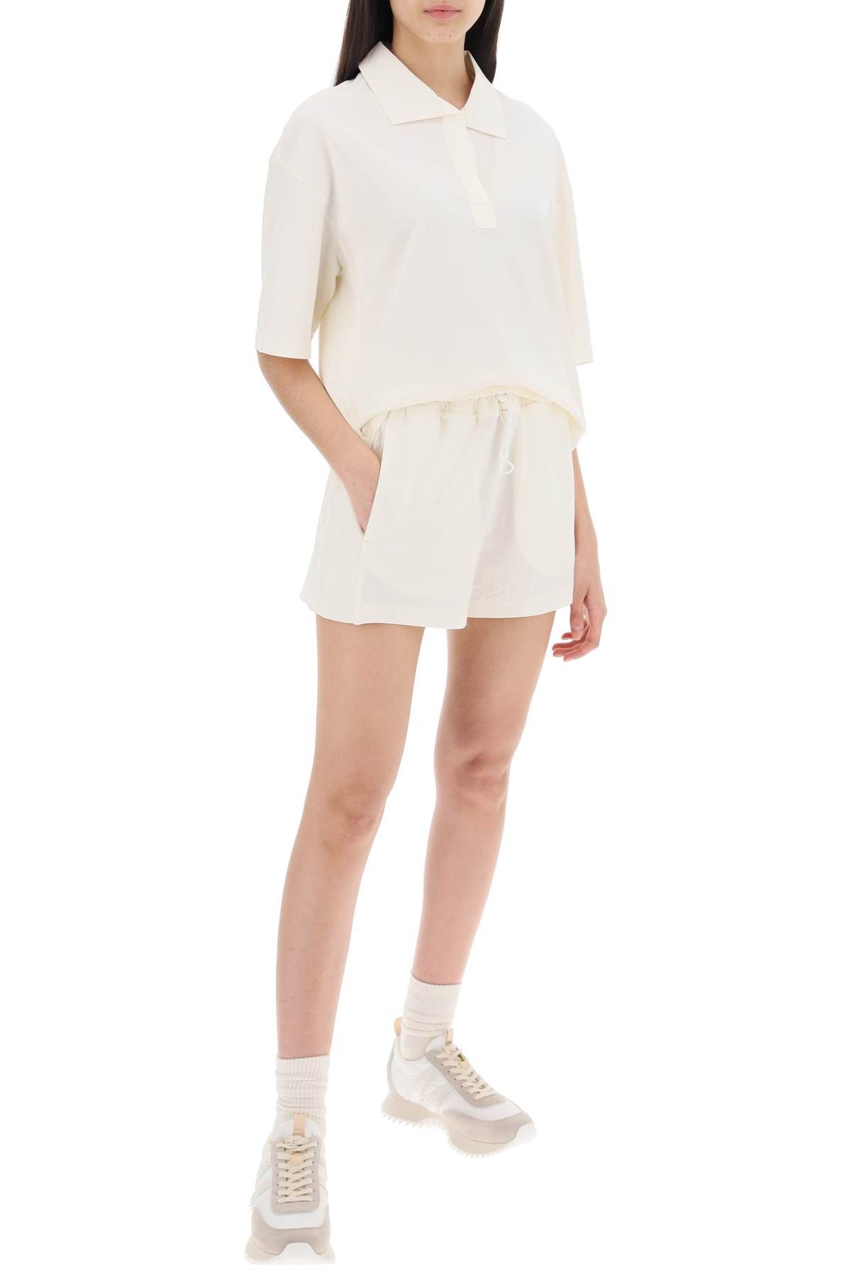 Shop Moncler Sporty Shorts With Nylon Inserts In White,neutro