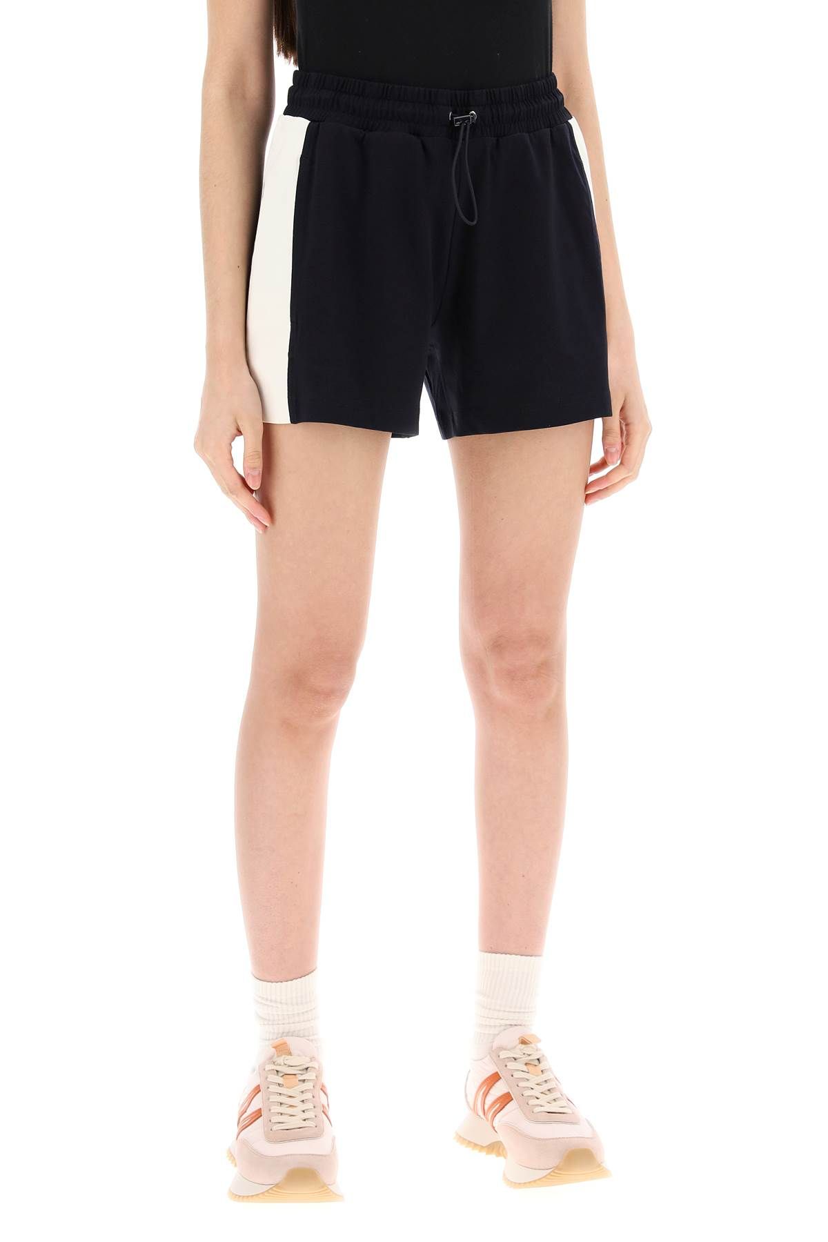 Shop Moncler Sporty Shorts With Nylon Inserts In Blue
