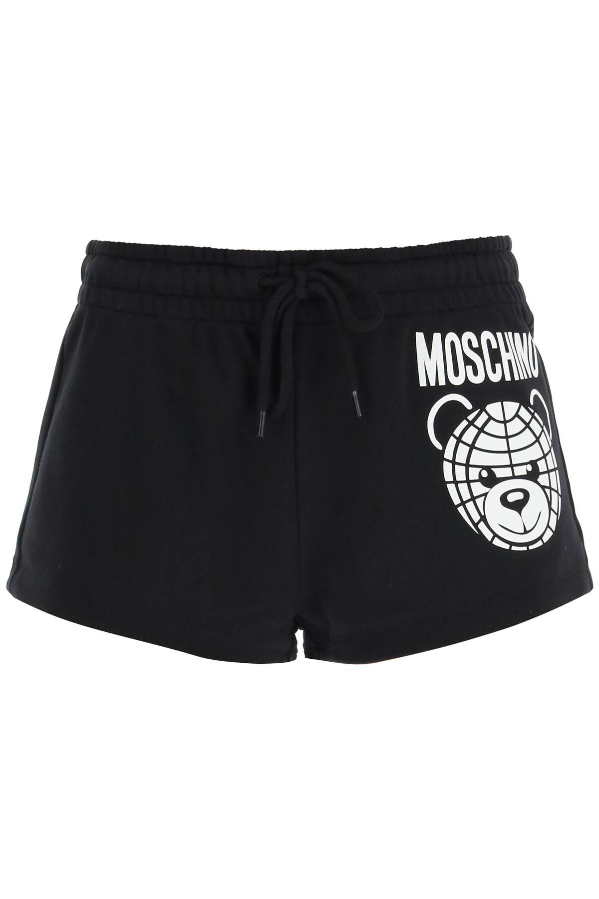 Shop Moschino Sporty Shorts With Teddy Print In Black