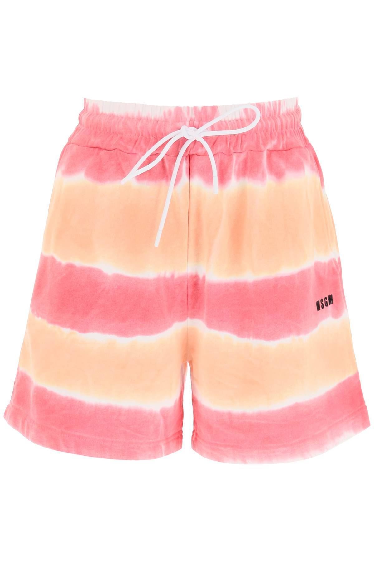 Shop Msgm Tie-dye Jersey Shorts In Orange,pink