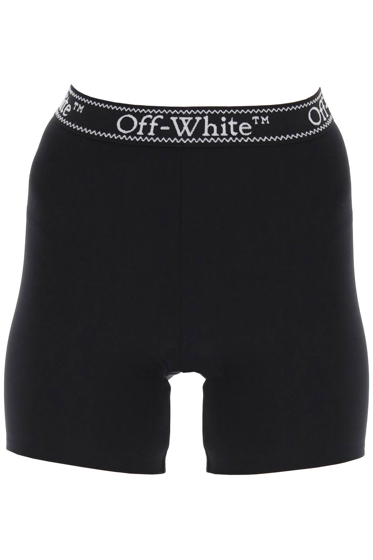 Shop Off-white Sporty Shorts With Branded Stripe In Black