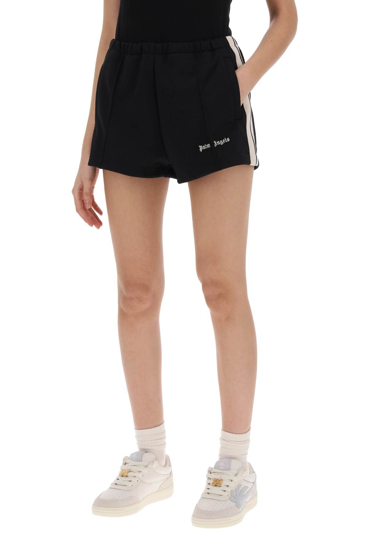 Shop Palm Angels Track Shorts With Contrast Bands In Black