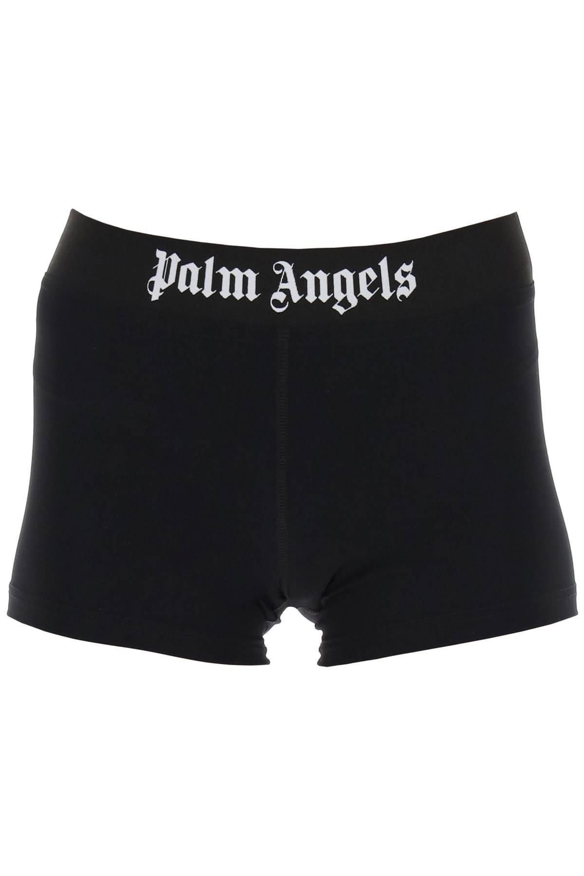 Shop Palm Angels Sporty Shorts With Branded Stripe In Black