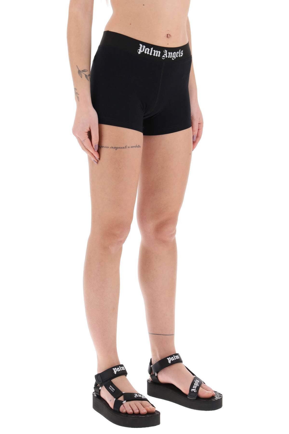 Shop Palm Angels Sporty Shorts With Branded Stripe In Black