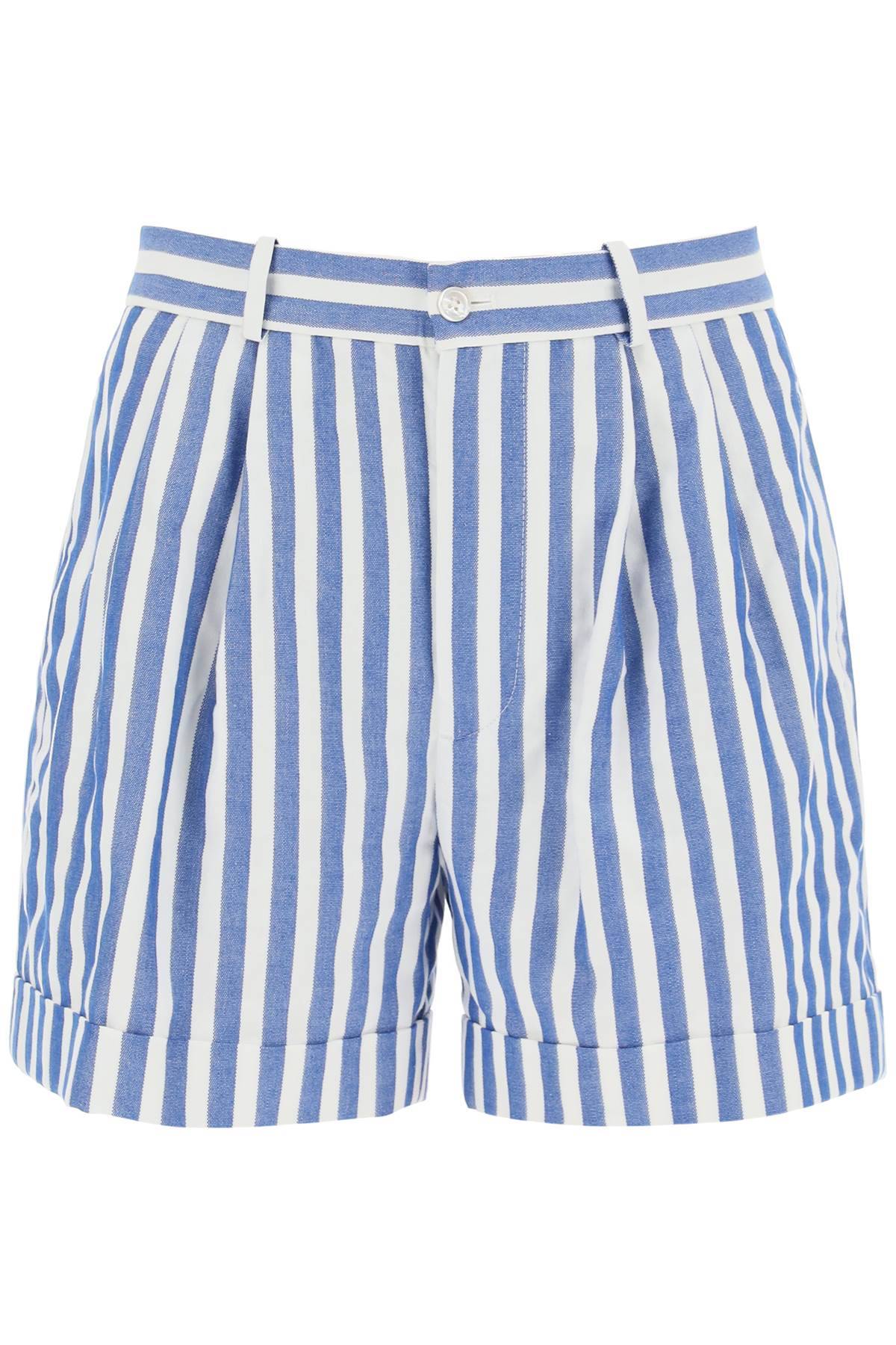 Shop Polo Ralph Lauren Striped Shorts In White,light Blue