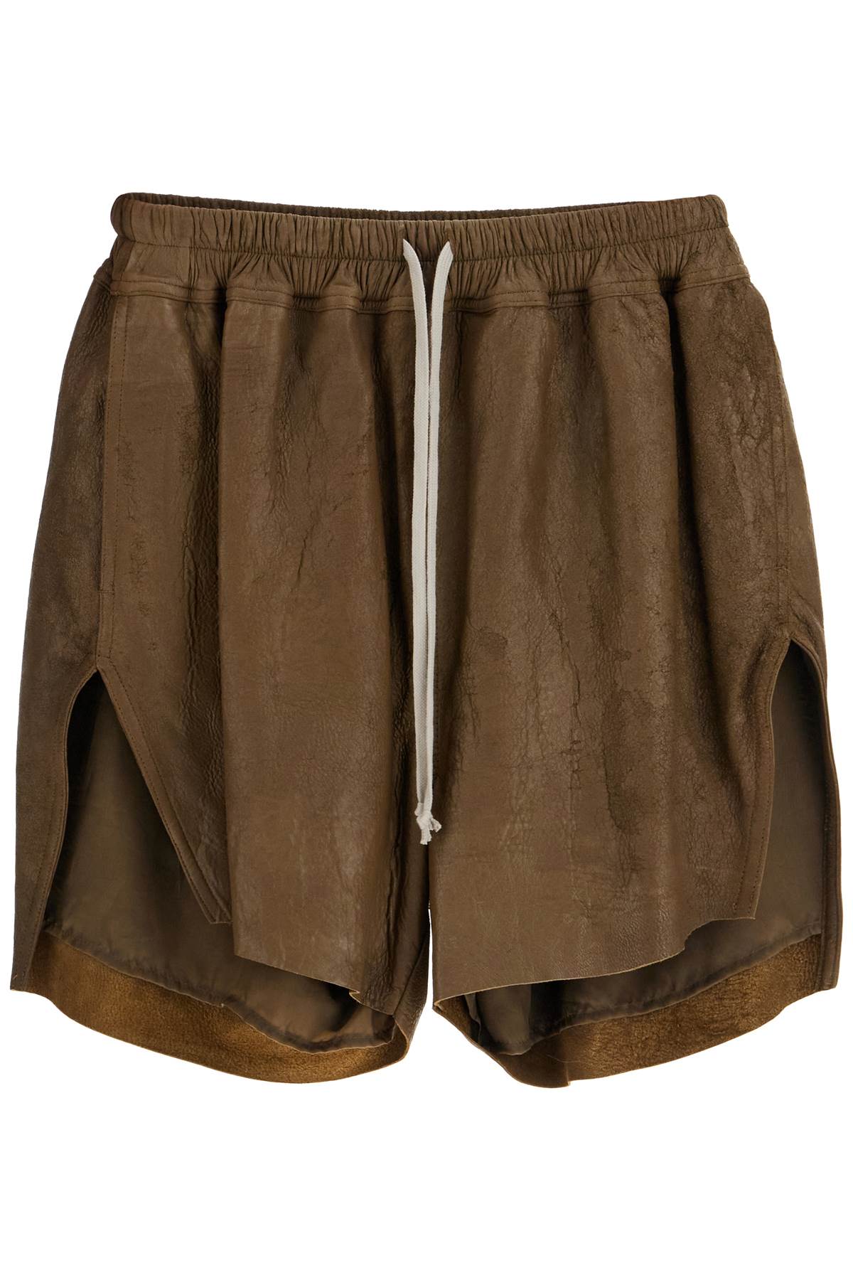 Shop Rick Owens Leather Shorts For Men In Brown