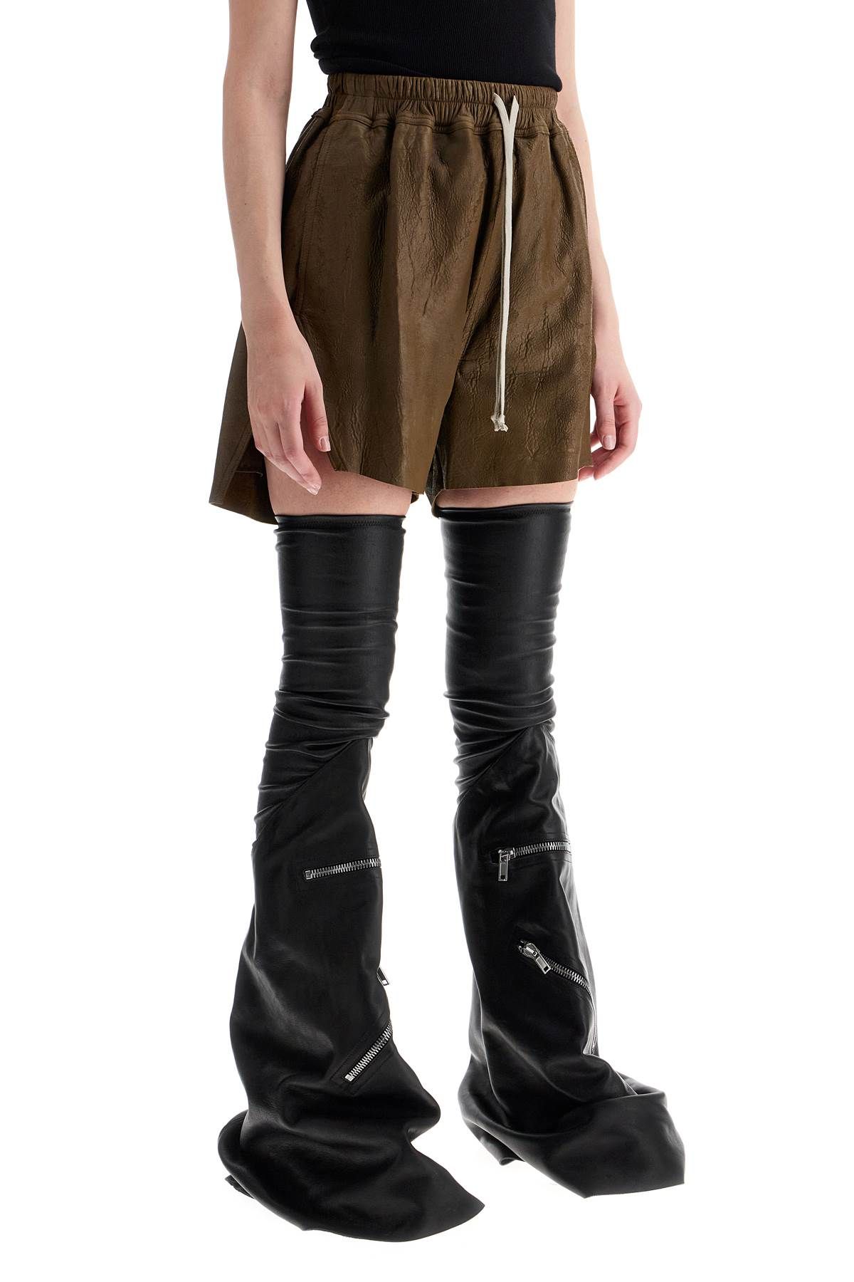 Shop Rick Owens Leather Shorts For Men In Brown