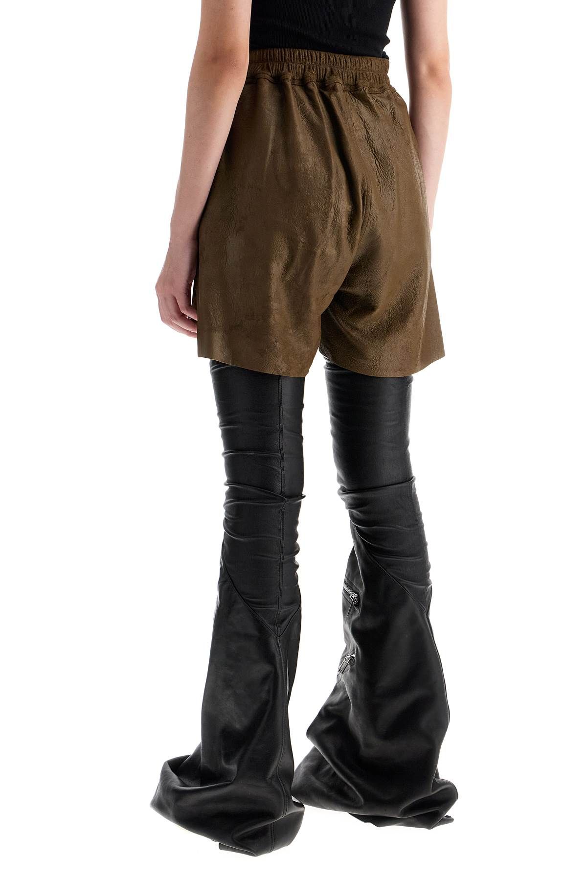 Shop Rick Owens Leather Shorts For Men In Brown