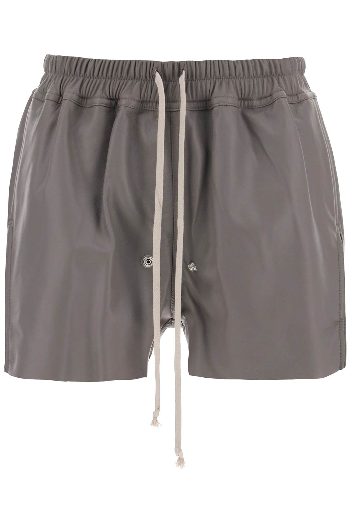 Shop Rick Owens Gabe Leather Shorts For Men In Grey