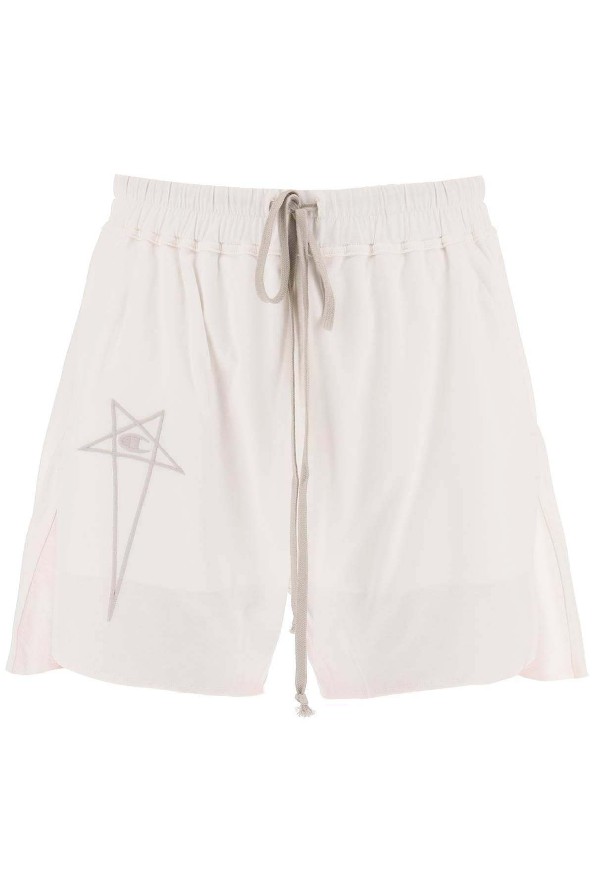 Rick Owens 'champion X ' Dolphin Cotton Shorts In White