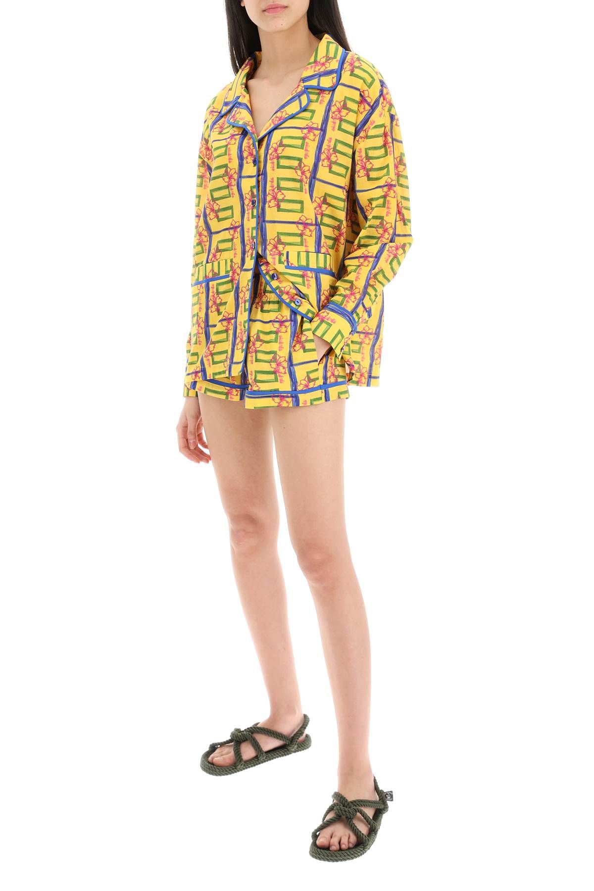 Shop Siedres All-over Printed Cotton 'zyon' Shorts In Yellow