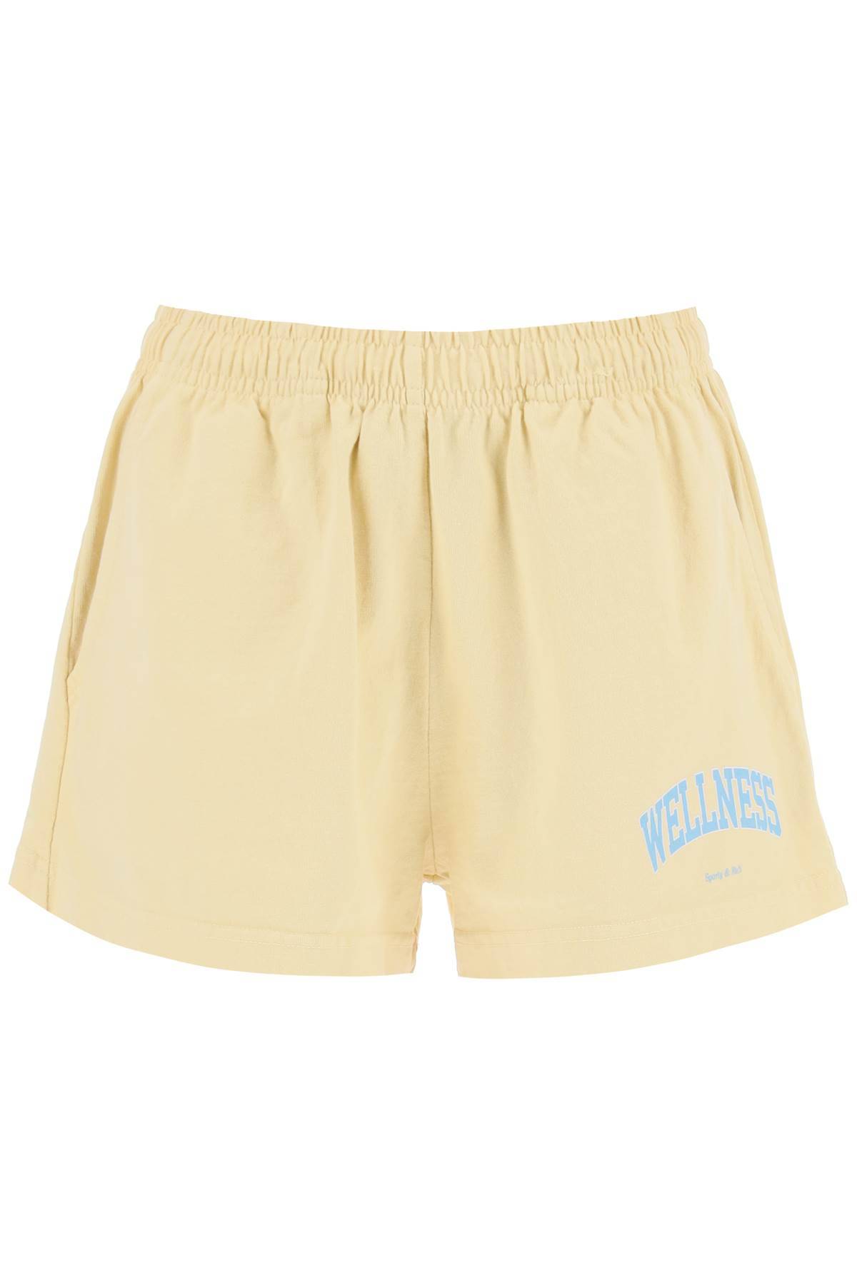 Shop Sporty And Rich 'wellness Ivy' Disco Shorts In Beige