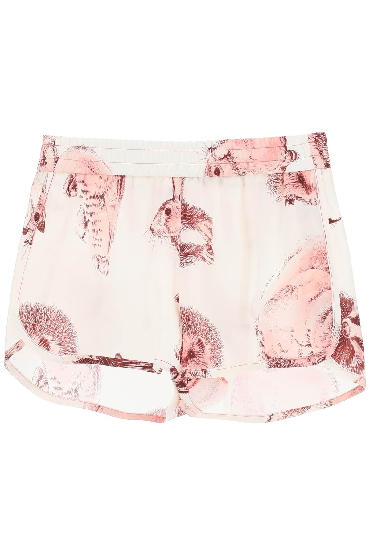 Shop Stella Mccartney Silk Shorts In White,pink