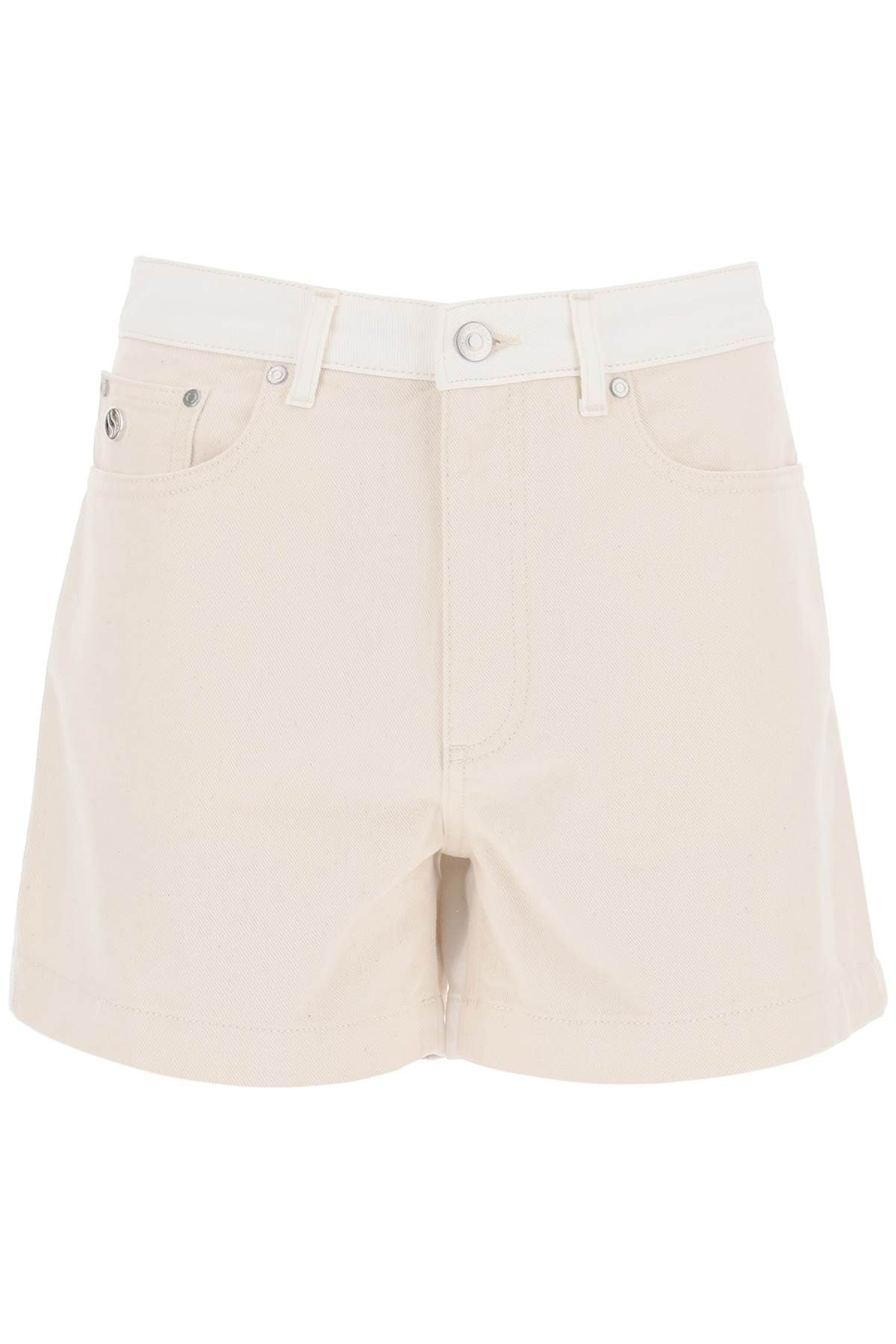Shop Stella Mccartney Banana Denim Shorts In White,neutro