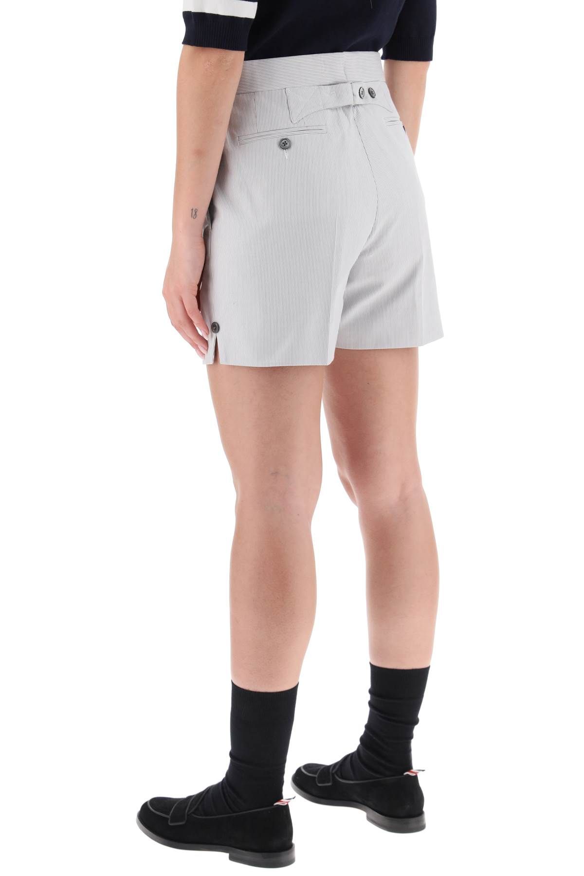 Shop Thom Browne Shorts With Pincord Motif In White,grey