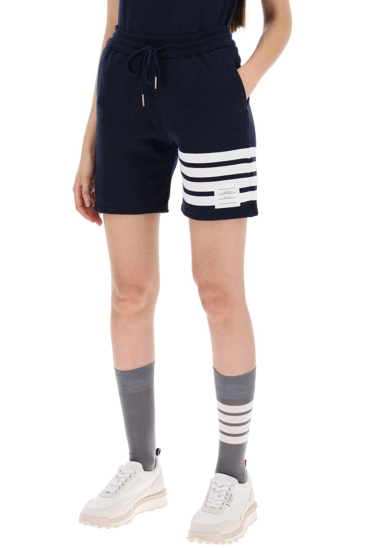 Shop Thom Browne 4-bar Shorts In Blue