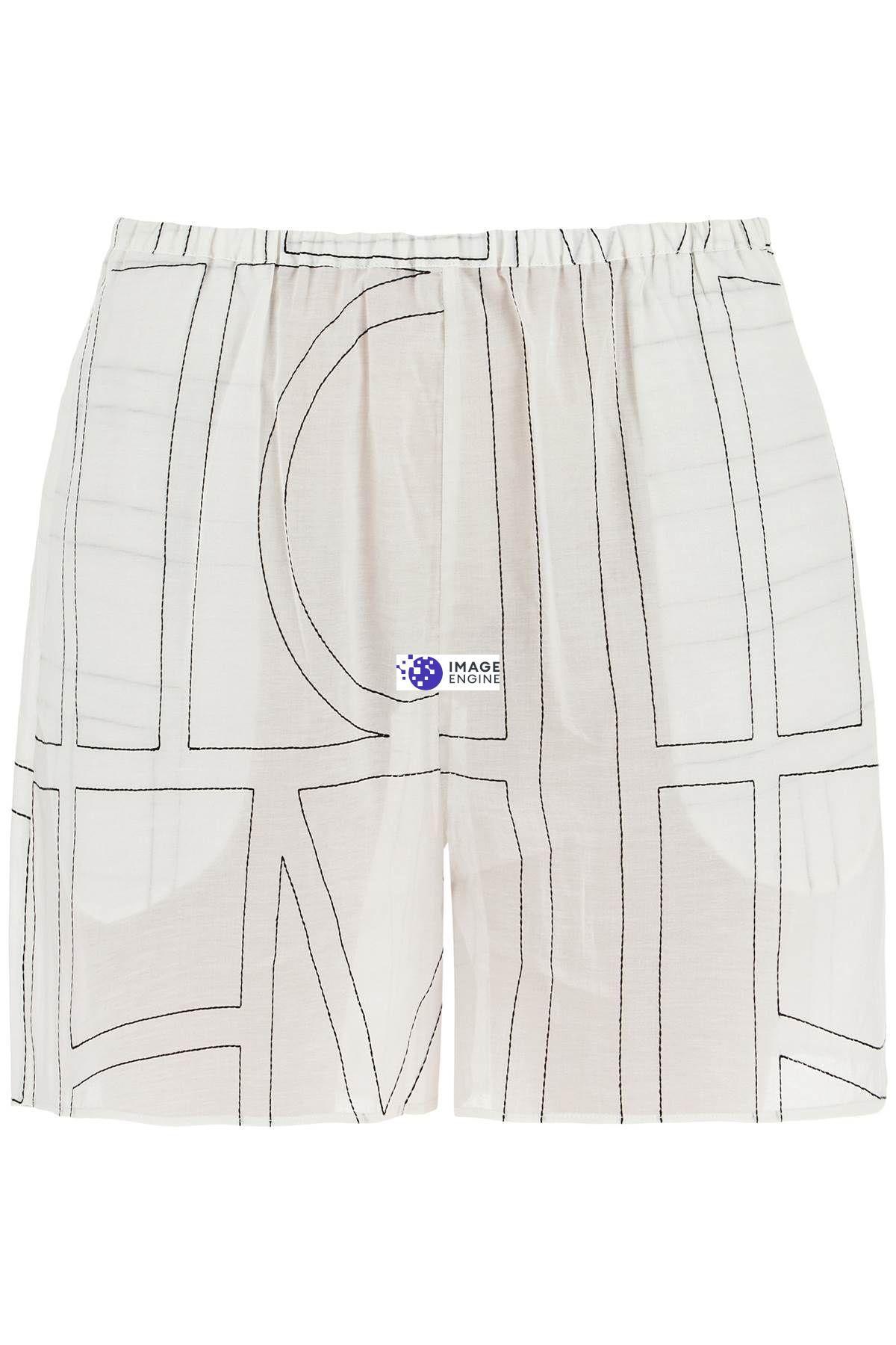 Totême Monogram-embroidered Pyjama Shorts In White