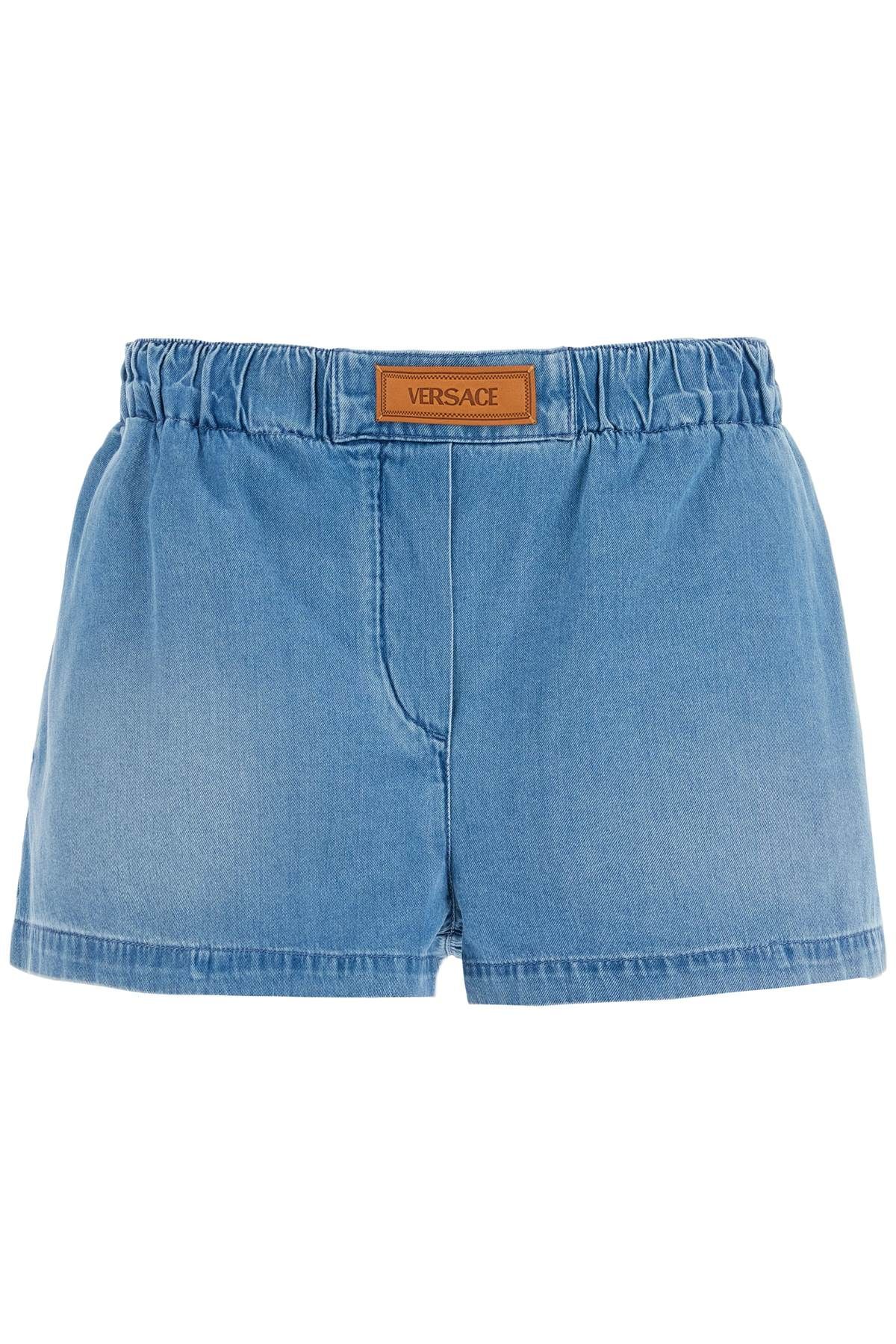 Shop Versace Lightweight Denim Shorts For Men In Blue