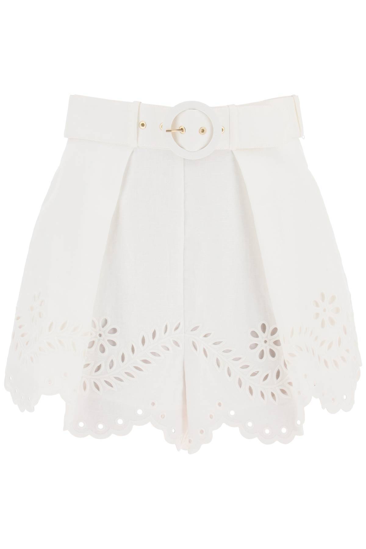 Shop Zimmermann Junie Shorts With Cutwork Embroideries In White