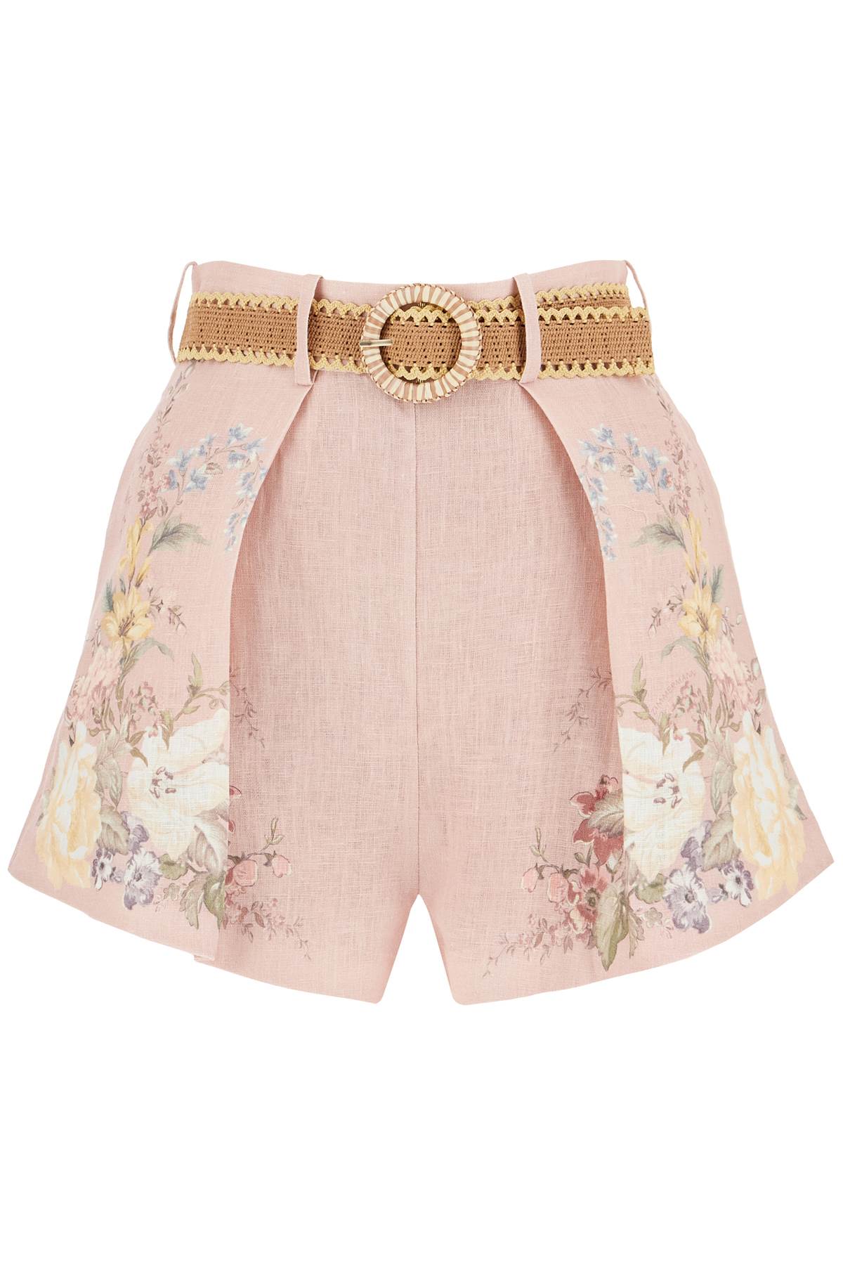 Shop Zimmermann Floral Linen Waverly Shorts In Pink