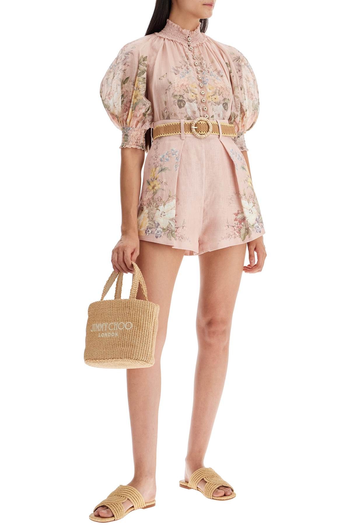 Shop Zimmermann Floral Linen Waverly Shorts In Pink