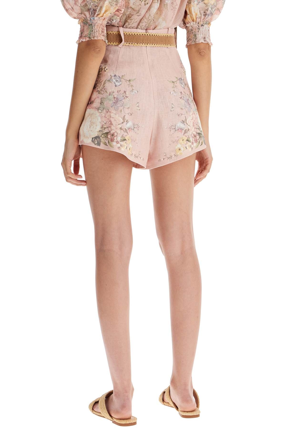 Shop Zimmermann Floral Linen Waverly Shorts In Pink