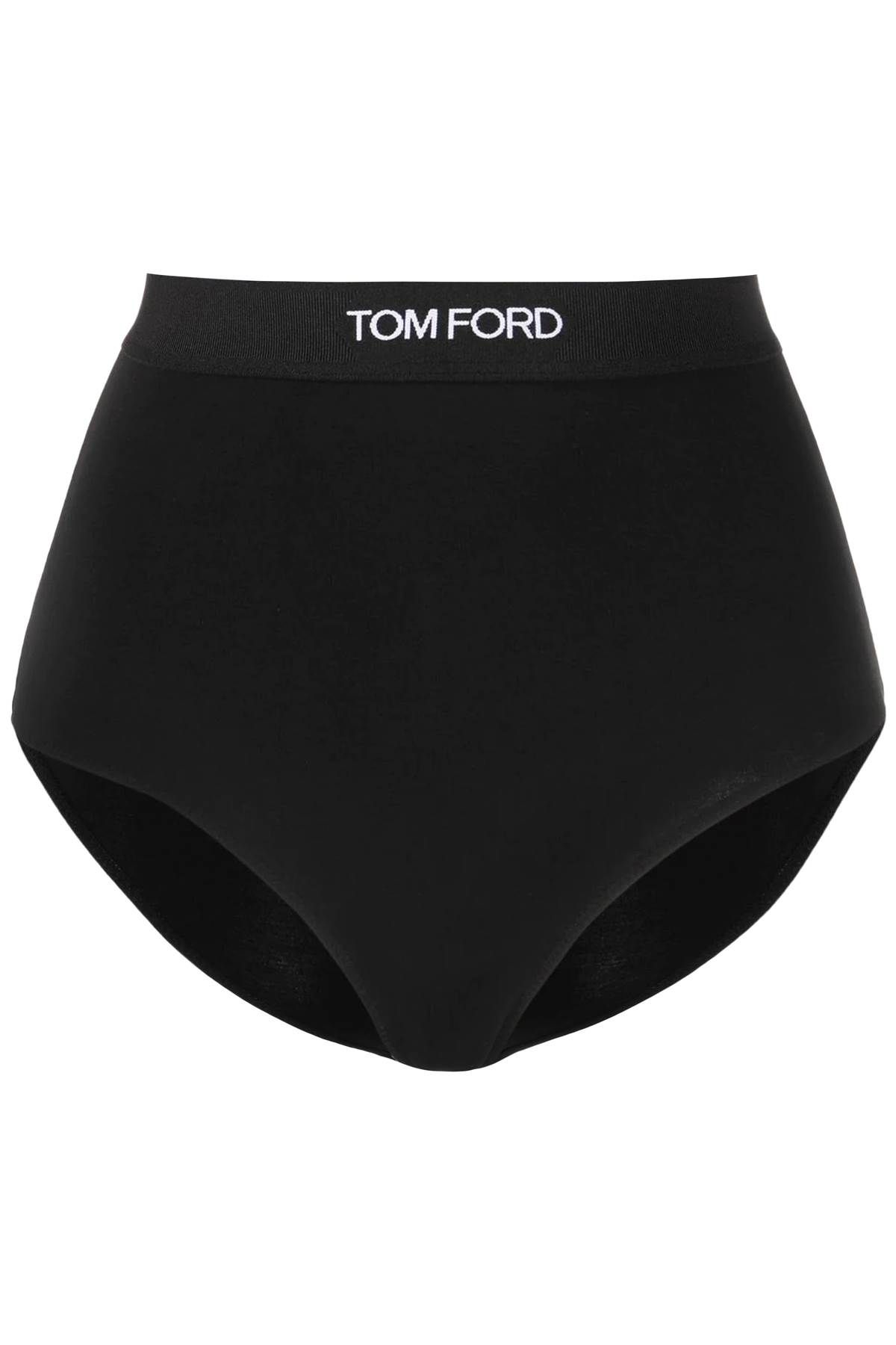 Shop Tom Ford High-waisted Underwear Briefs With Logo Band In Black