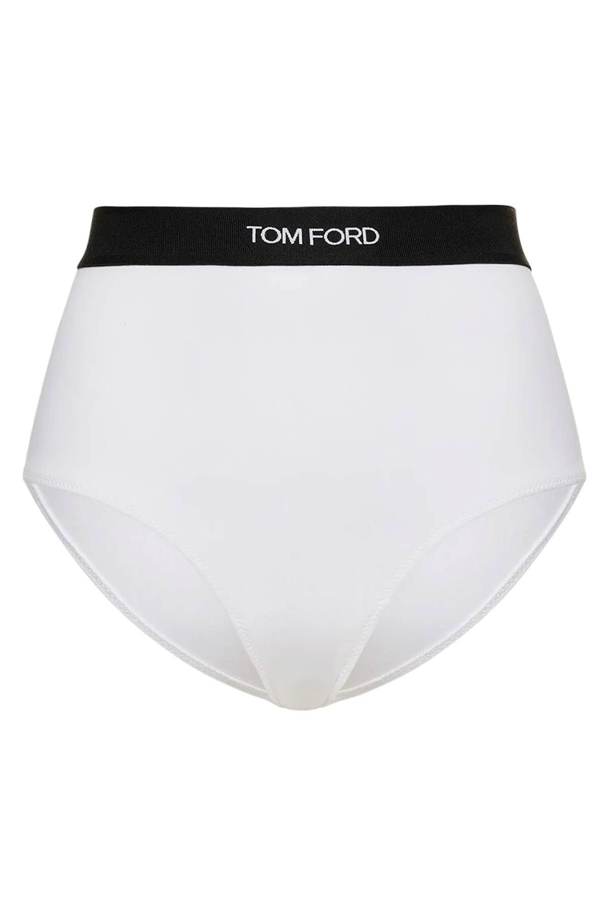 Shop Tom Ford High-waisted Underwear Briefs With Logo Band In White