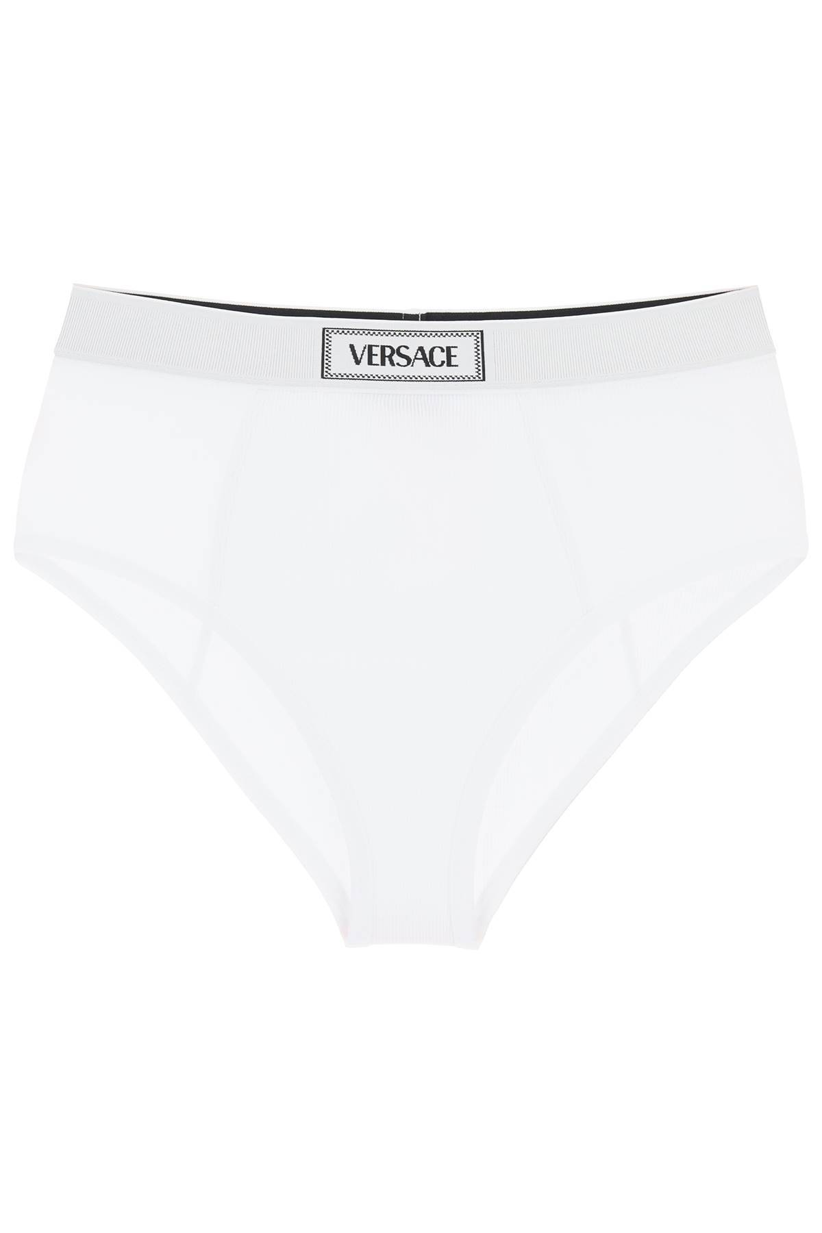 Shop Versace Ribbed Briefs With '90s Logo In White
