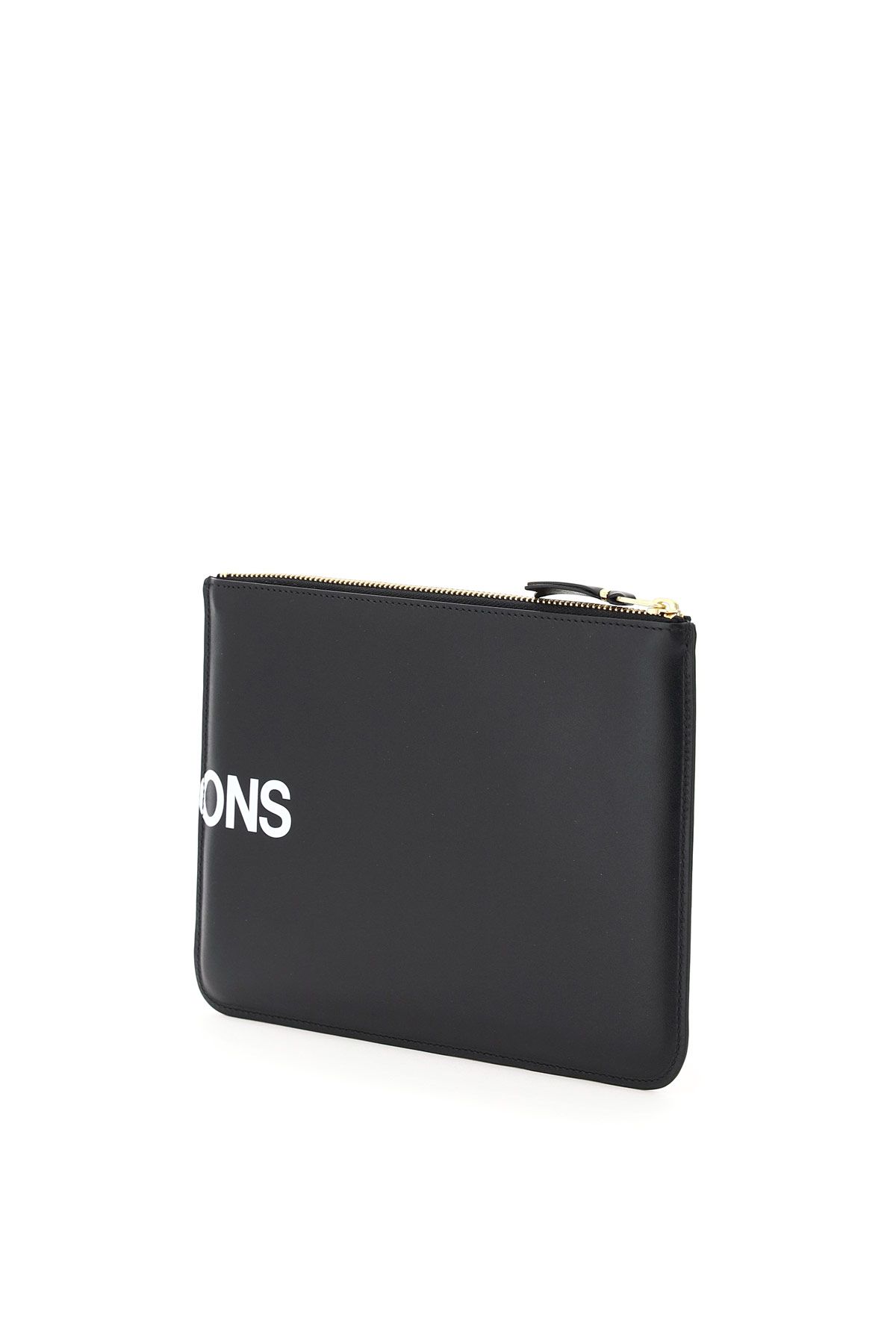 Shop Comme Des Garçons Leather Pouch With Logo In Black