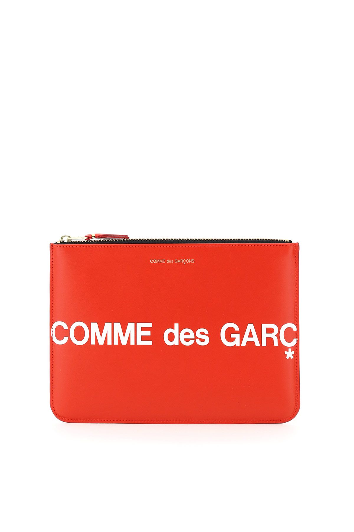 Shop Comme Des Garçons Leather Pouch With Logo In Red