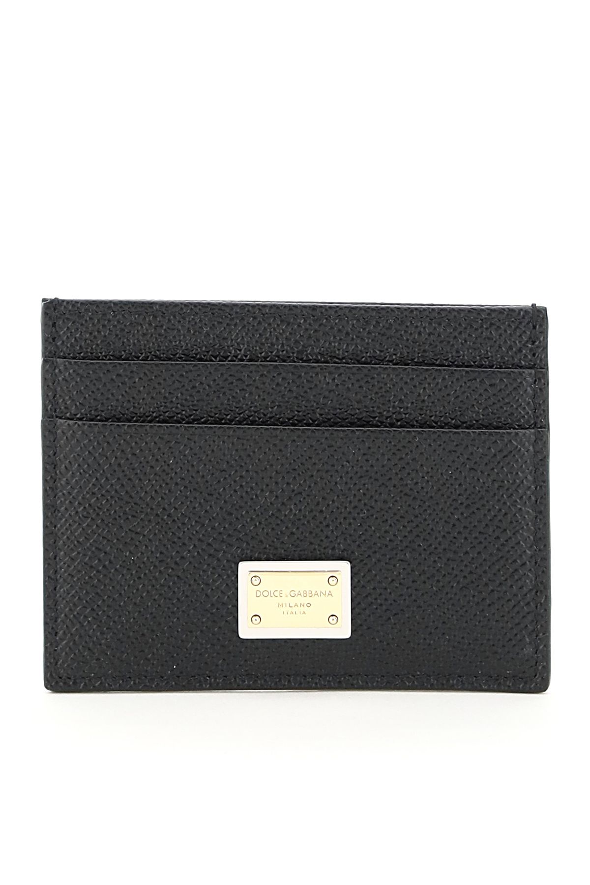 Shop Dolce & Gabbana Leather Card Holder With Logo Plaque In Black