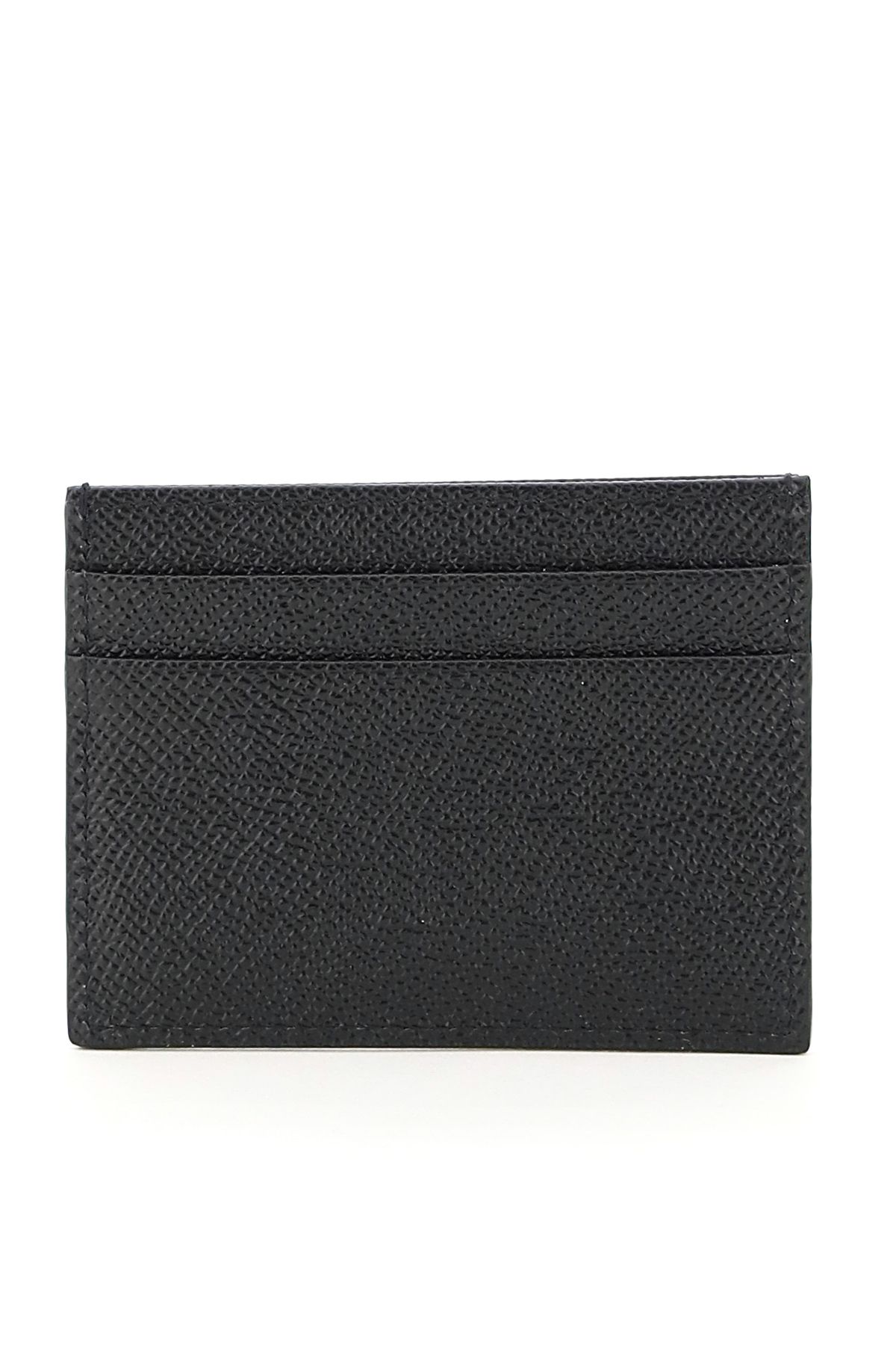 Shop Dolce & Gabbana Leather Card Holder With Logo Plaque In Black