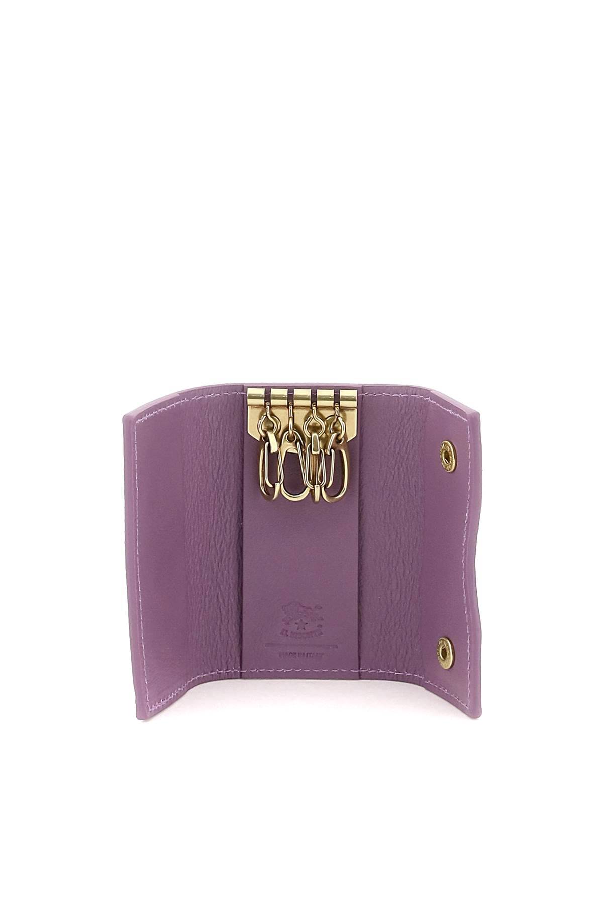 Shop Il Bisonte Leather Key Holder In Purple