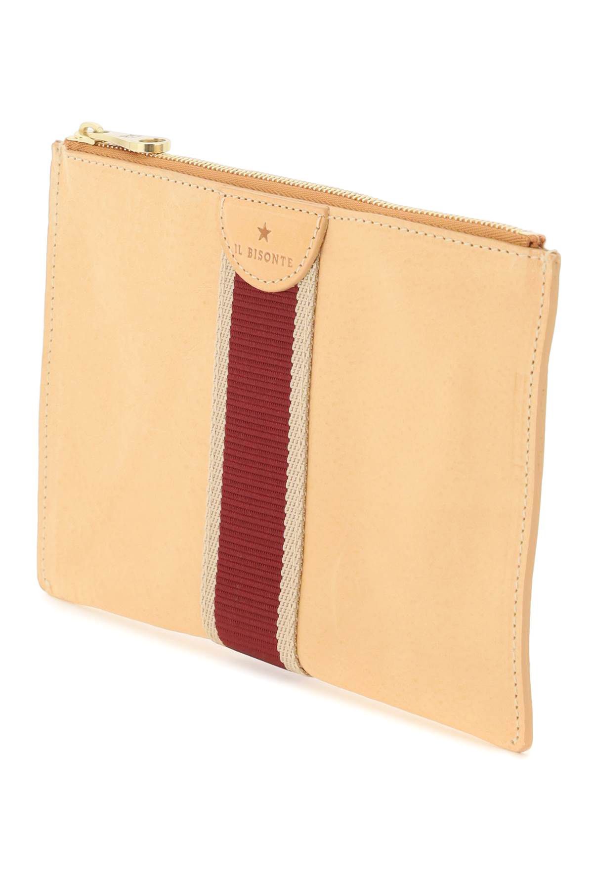 Shop Il Bisonte Leather Pouch With Ribbon In Beige