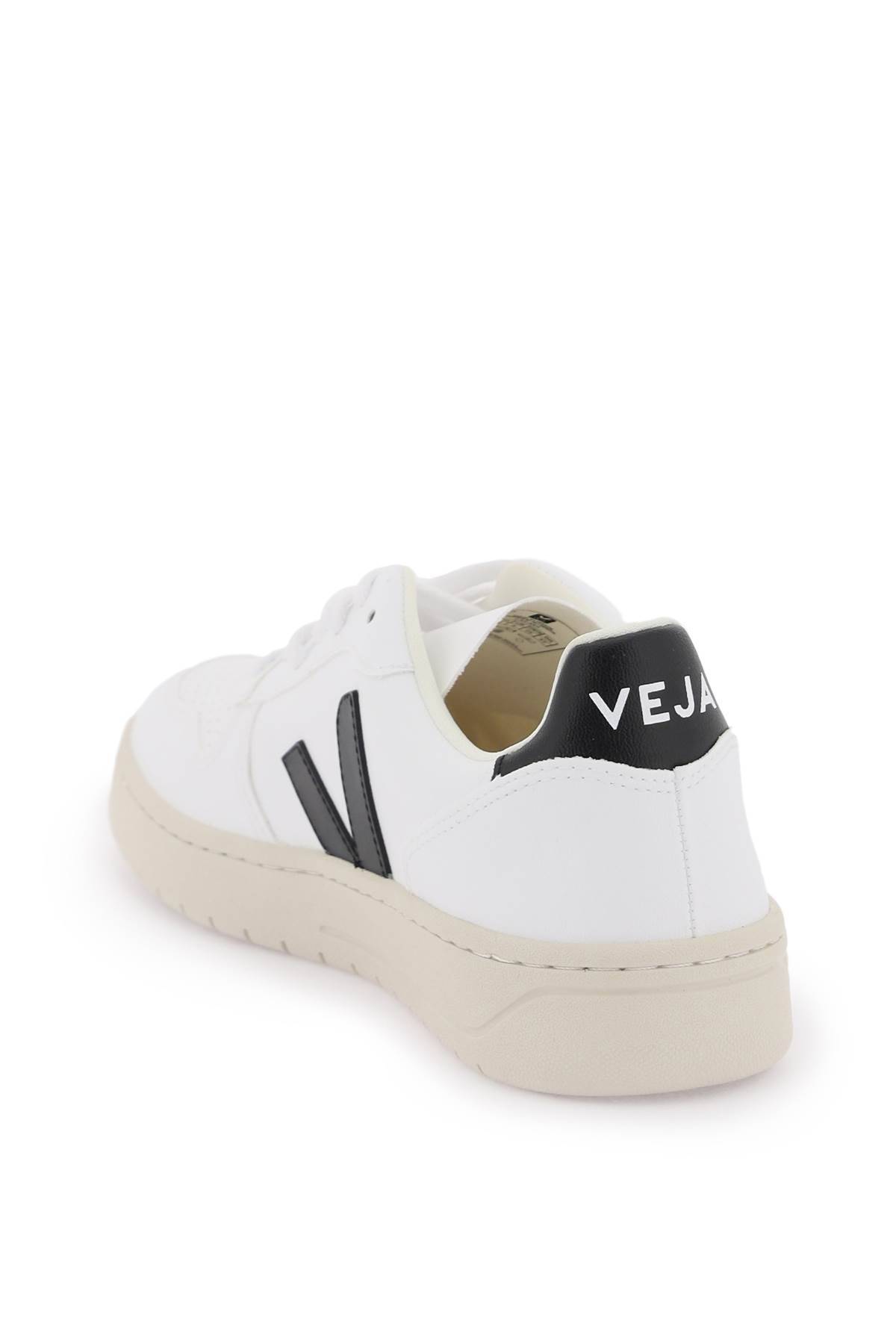 Shop Veja V-10 Leather Sneakers In White,black
