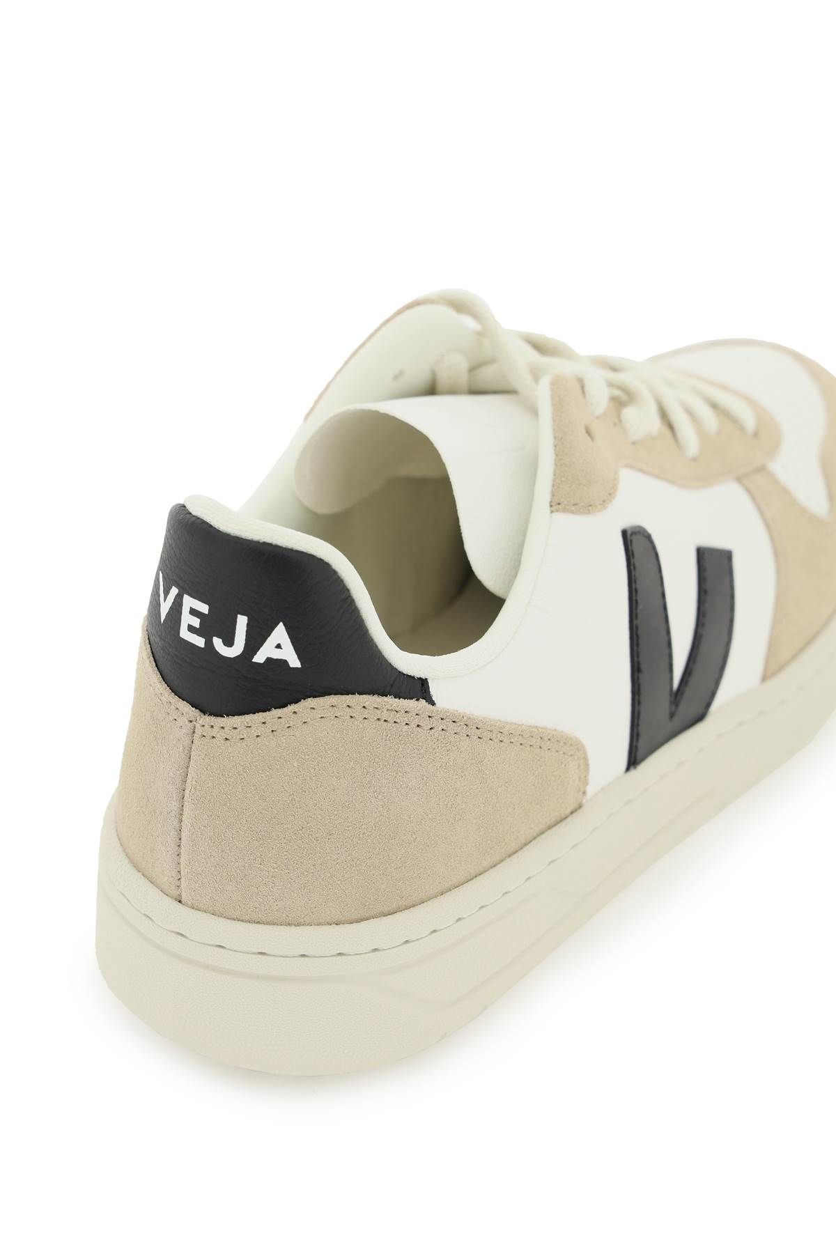Shop Veja V-10 Suede Sneakers In Beige